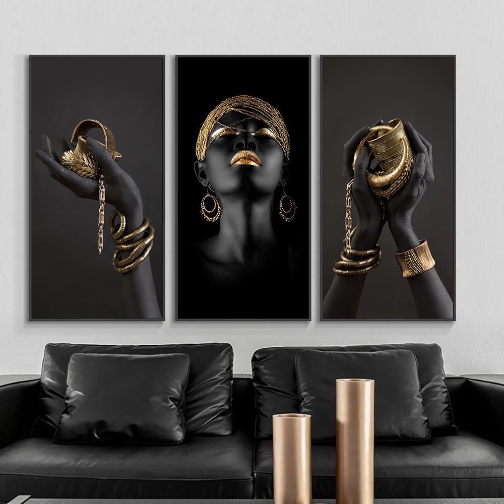

Созерцатель Черная африканская обнаженная женщина Картина маслом на холсте Плакаты и принты Скандинавское настенное искусство Картина для гостиной