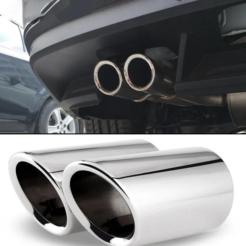 2PCS Car Exhaust Tips For Volkswagen VW Tiguan 2017 2018 2019 MK2 Exhaust Muffler Tail Throat Pipe Trim Accessories Styling