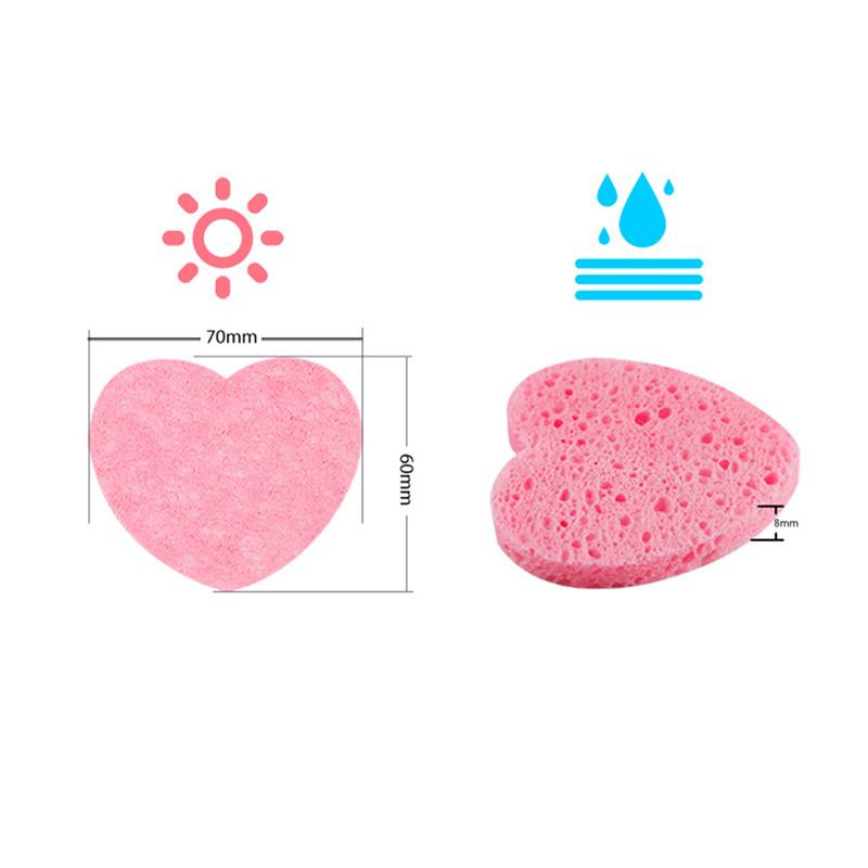 20Pcs Heart Shaped Compressed Facial Sponges Cute Reusable Face Washing Sponges