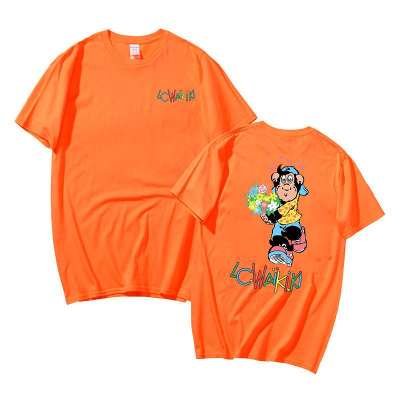 Lc Waikiki Opička s květinami Oboustranné grafické tričko Vtipná trička s opičkou Pánské Dámské Módní tričko Pánské s krátkým rukávem