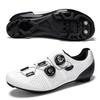 Mens Road Cycling Shoes With Dual Buckle Hard Sole Rubber Outsole Breathable Lightweight Pedal Compatible