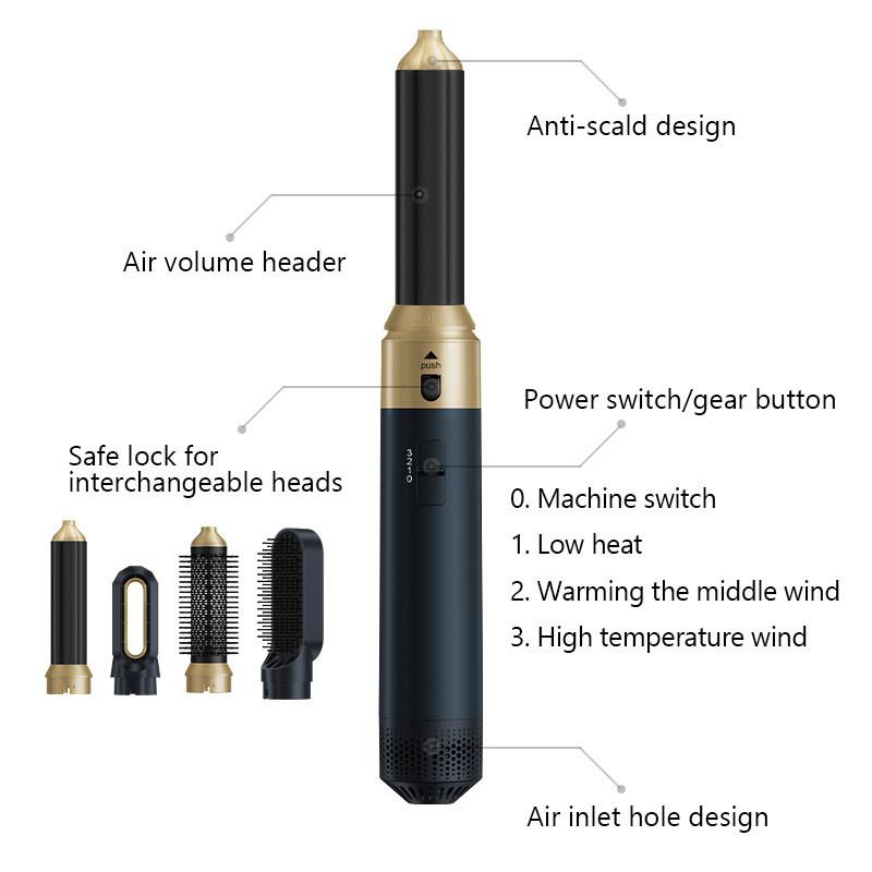 5-in-1 Multifunctional Hot Air Comb Straightening And Curling Dual-Use Hair Dryer High-speed Automatic Curling Iron