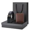 Ensemble portefeuille ceinture en cuir motif bison première couche boîte cadeau cadeau d'affaires pour hommes marque ceinture