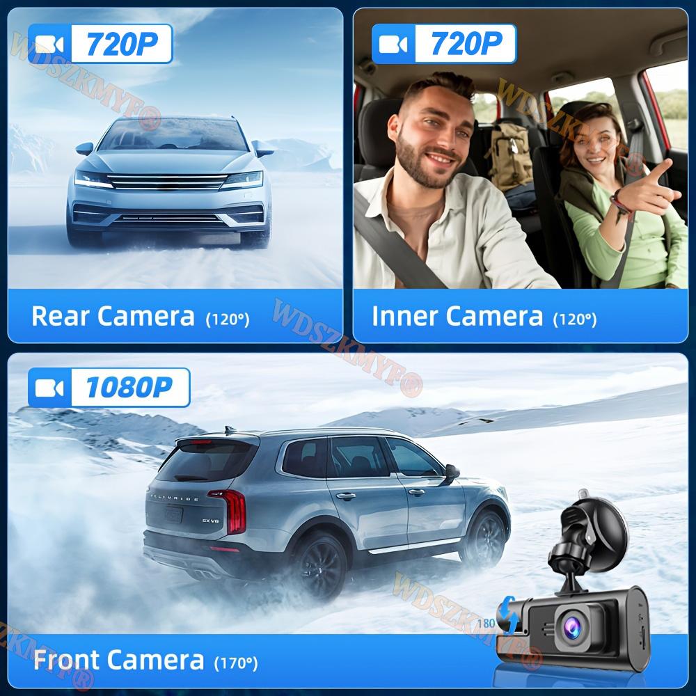 3 Channel WIFI Dash Cam for Car 1080P Video Recorder Dashcam Front&Rear Camera Black Box Car DVR Optional Rear View Camera