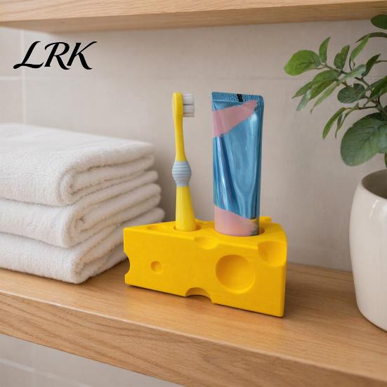 3D Printed Toothpaste Holder Storage Rack, Cheese Shaped Toothbrush Moisture-proof Bathroom Organizer Holder, Moisture-Proof Multi-Sized Holes