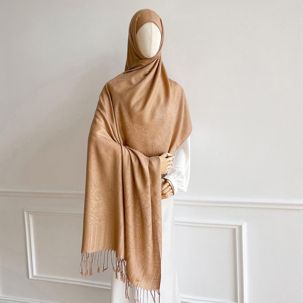 11Color 70*190cm Women Hijab Gold Thread Jacquard Scarf Muslim Wrap Ramadan Islam Headscarf Hijabs Turban Neckerchief Shawls