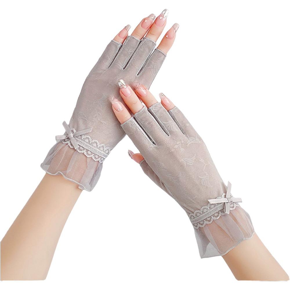 Non-slip Sun Protection Gloves Breathable Lace Gloves Fashion Women Half-finger Gloves Summer