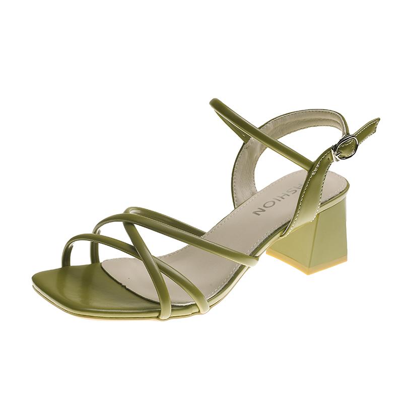 Summer Sexy Women High Heels Sandals Designer Chunky Buckle Brand Pumps New Shoes Dress Fashion Slingback Women Slippers