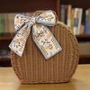 Handmade Rattan Woven Luggage Box Round Picnic Basket Vintage Wicker Suitcase  for Home