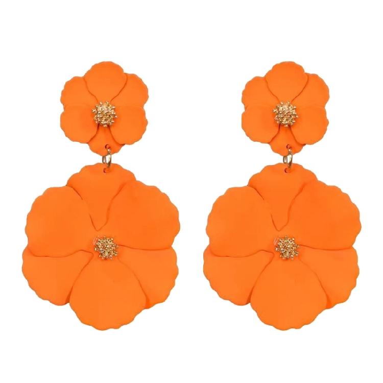 Eye Catching Woman Studs Earrings Flower Pendant Earrings Colorful Ear Jewelry Iron Texture for Matching Fashion Outfits