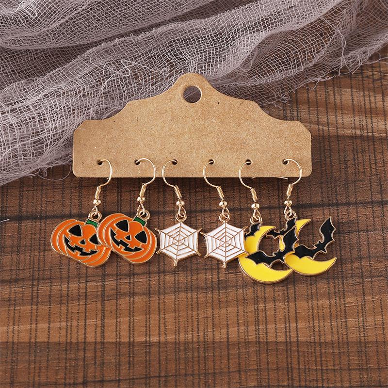 European-American Holiday Drip Oil Earrings Set: Christmas & Halloween Designs