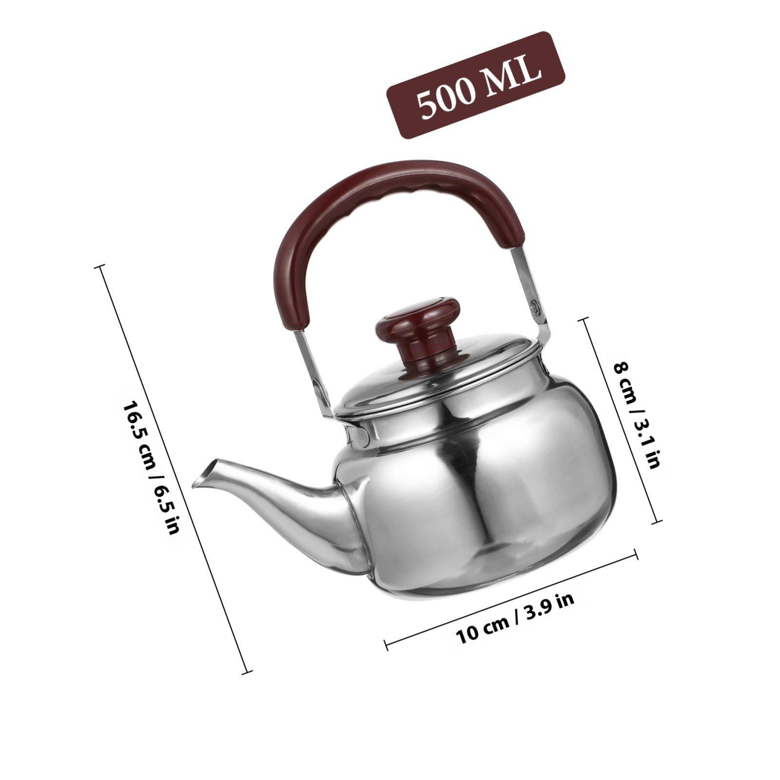 Нержавеющая сталь 500 мл Свистящий чайник Высокая термостойкость Утолщенный чайник Портативный чайник для нагрева воды Серебристый