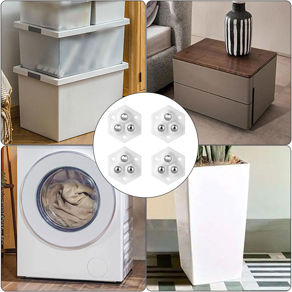 4Pcs Appliance Rollers Self Adhesive Casters Wheel Sticky Swivels Pulley Universals Wheel Small Appliance Slider