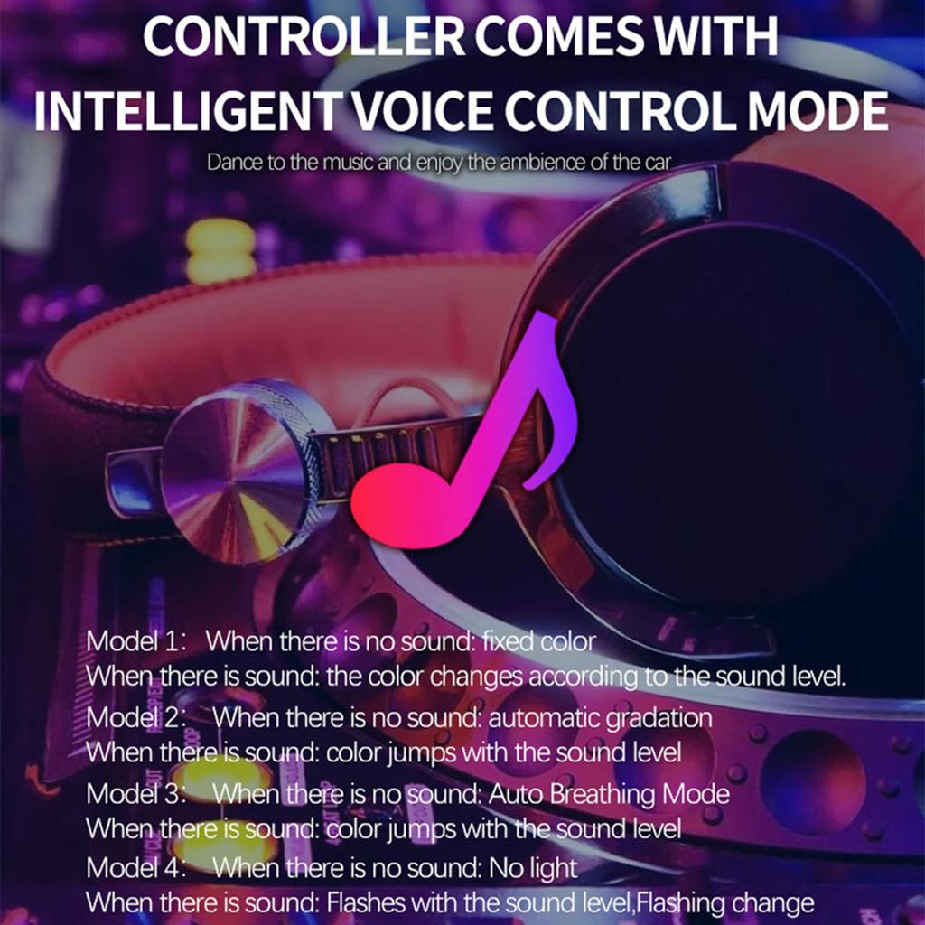 LED Ambient Light Neon Car Interior Strip Light RGB Auto Environment Light APP Control Car Center Console Decoration Accessories