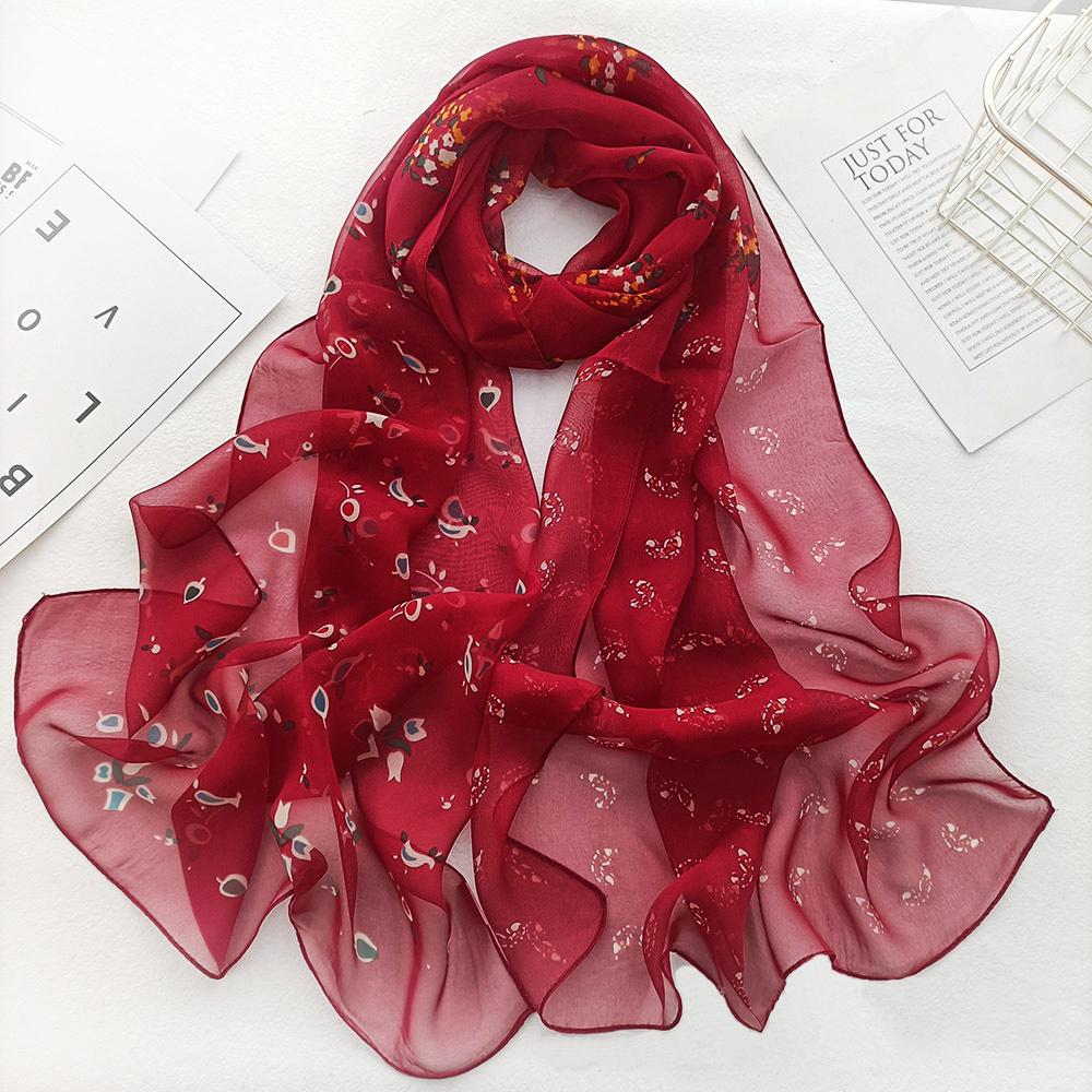 Fashion Silky Georgette Chiffon Scarf Women Long Soft Thin Wrap Scarf Shawl Beach Kerchief Scarves Georgette Scarf Voile Scarf