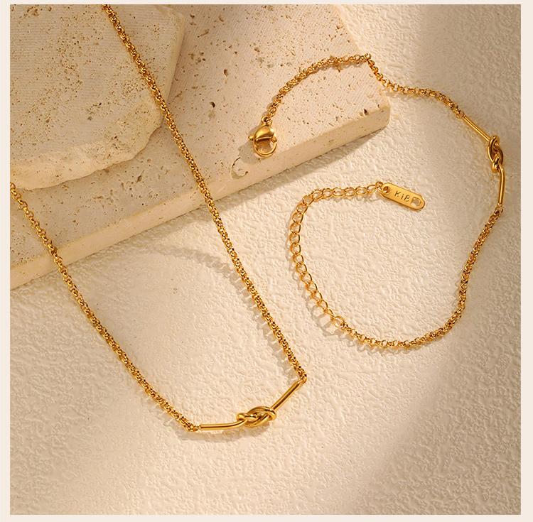 Stainless Steel Love Knot Pendant Necklaces for Women,18k Gold Plated Minimalist Luxury Wedding Party Jewelry Gift