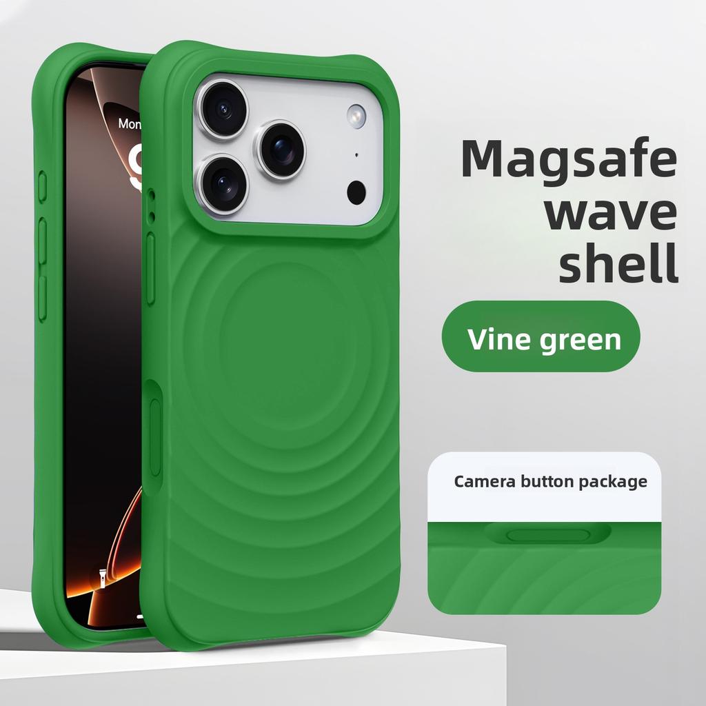 Capa Líquida de Silicone Magnética, Ondulada, para iPhone 17, Cobertura Total com Toque de Pele, Capa Protetora para Apple 16 Pro Max
