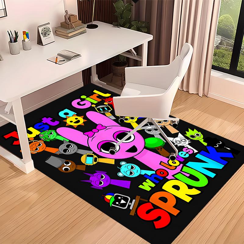1pc Sprunki9 Print Area Rug - Soft, Washable Non-Slip Indoor Mat for Office Chairs, Living Room, Home Office Decorative Rug