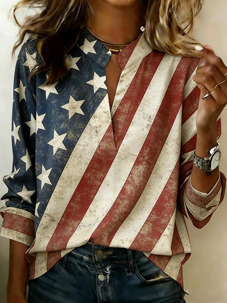 Camicia rétro a righe contrastanti in raso a maniche lunghe, camicia da pendolare temperamentale americana rétro, larga e sottile