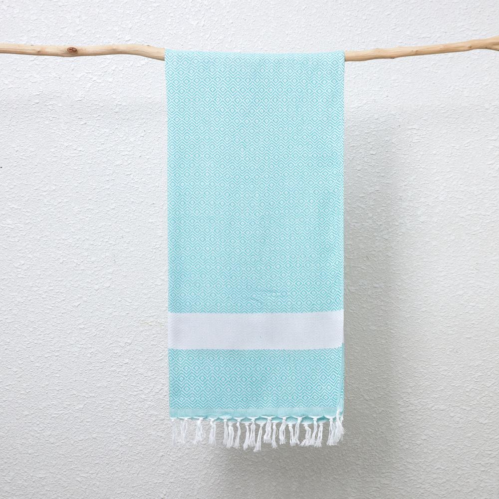 Woven Poly Cotton Solid Color Large Bath Towel Turkish Beach Blanket Cotton Linen Blend Geometric Diamond Pattern