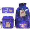 Pusheen fette Katze niedlicher Cartoon bedruckter Schulranzen grenzüberschreitende Studenten tragbare Umhängetasche Federmäppchen dreiteiliges Set