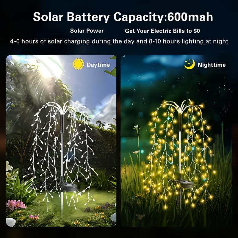200LED Wire String Fairy Light Solar Firework Lights Outdoor Waterproof Solar Lawn Lamp for Villas Gardens Paths Party Decor