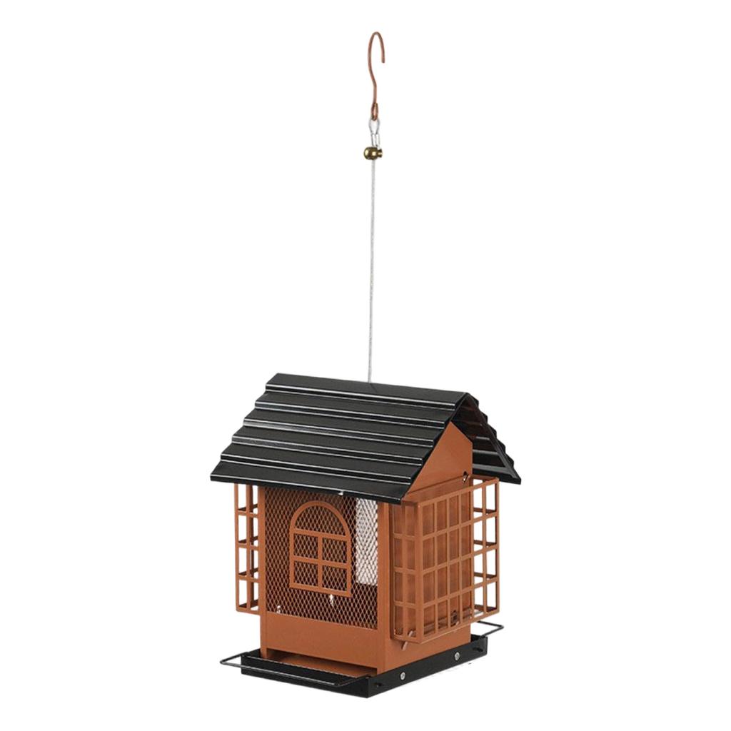 Outdoor Wrought Iron Hanging Bird Feeder For Balconies, -Resistant, Large Capacity Food Storage, Garden And Patio Decoration, Bird Feeding.