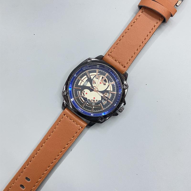 Men'S Watch Casual Belt Quartz Watch Men'S Hollow Literal Personality Temperament Fashion Watch