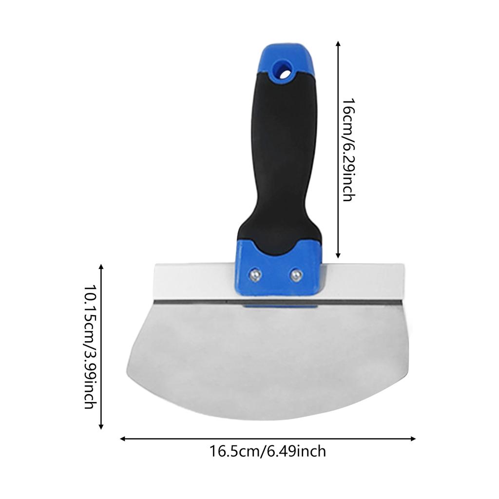 Stainless Steel Curved Scoop Putty Scraper Heavy Duty Rust Proof Wall Finishing Tool with Soft Grip for Paint Mortar