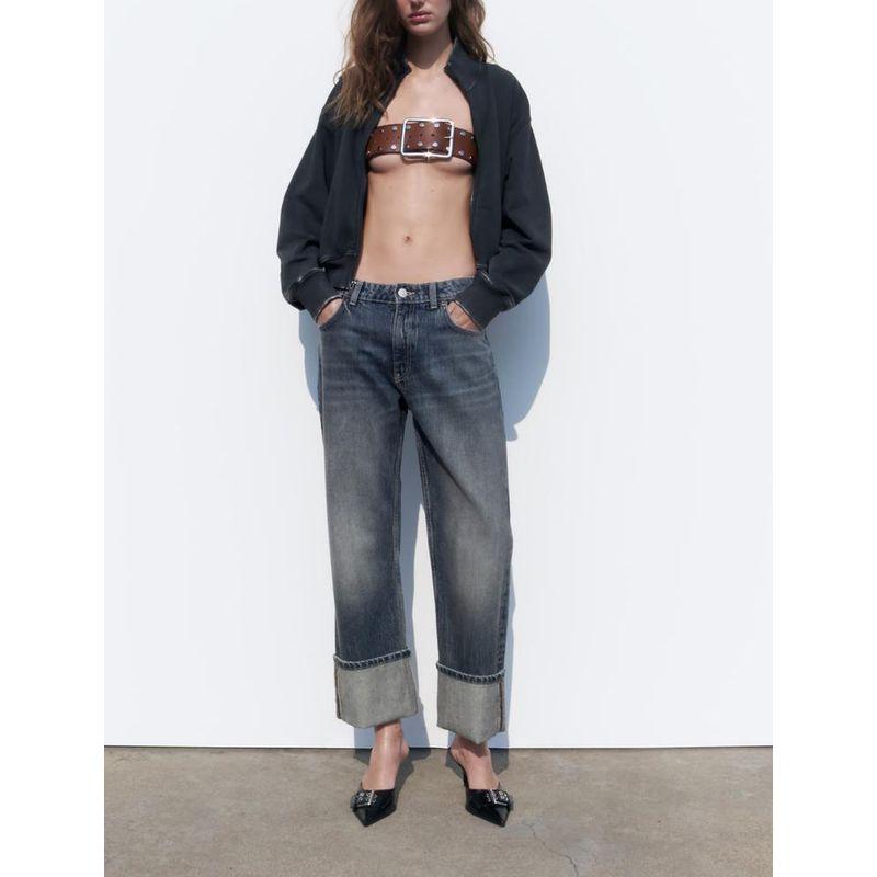 Spring New Fashion Casual Long Sleeve Stand Collar Hoodie 3199305 High Waist Flannel Jogging Pants 3199306