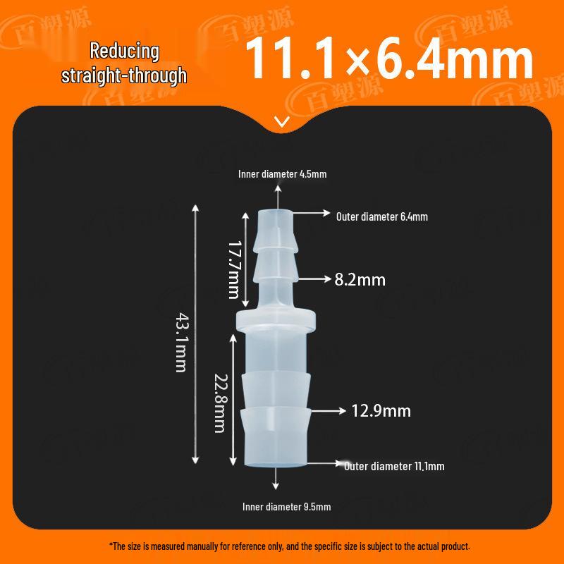 Two-Way Straight Through Plastic Hose Reducer Connector for Fish Tanks