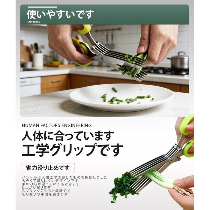 [Kitchen Scissors] Shredder Scissors 5-Blade Multi-Purpose Scissors (Green)