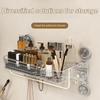 Shower Rack Suction Cup Bathroom Storage Shelf Basket Strong Load-bearing Easy To Install Organizer Shelf with Towel Hook