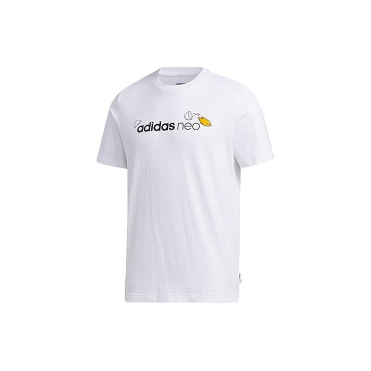 adidas neo x Yellow Crossover Logo Printing Round Neck Short Sleeve White Men s GP5905 XL