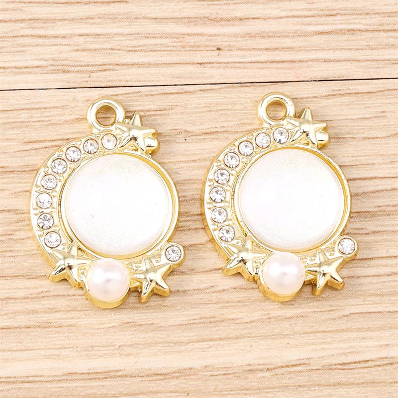 5pcs 14x20mm Elegant Colorful Crystal Moon Charms Pendants for Jewelry Making Drop Earrings Necklaces Bracelets DIY Crafts Gifts