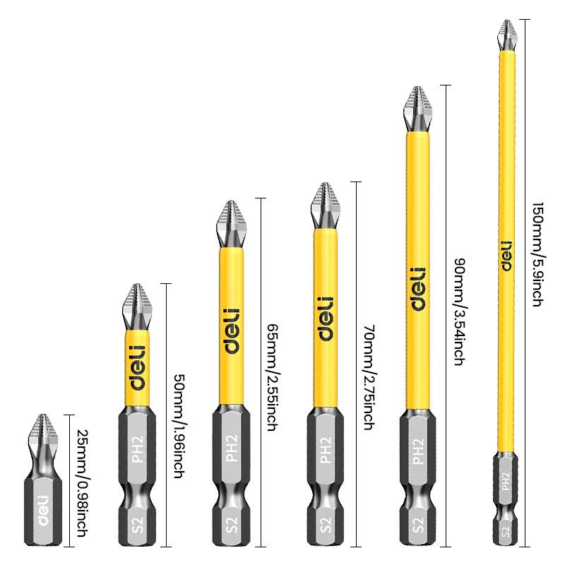 5PC 25-150mm Non-Slip Magnetic Household Electric Driver Screw Set Impact Drill Bit Screw Alloy Steel Non-slip Cross Screwdriver