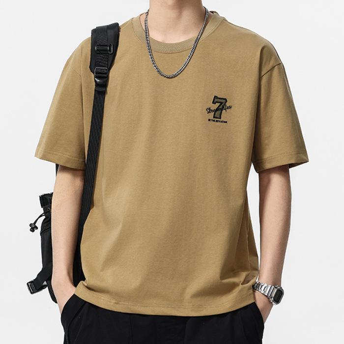 

Новая летняя мужская футболка с круглым вырезом, с коротким рукавом, тонкая, повседневная, молодежная, с рукавом до локтя 4XL