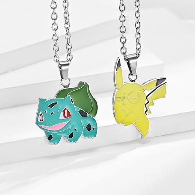 Cartoon Anime Fun Slant Eyes Pikachu Bulbasaur Trendy Cool Neutral Cold Titanium Steel