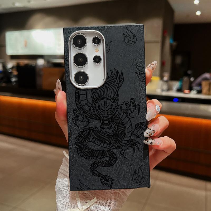 Cool Dragon Pattern Soft TPU Case For Samsung S25 S24 FE S23 Ultra S22 A56 A16 A55 A36 A35 Leather Texture Matte Shockproof Slim Cover