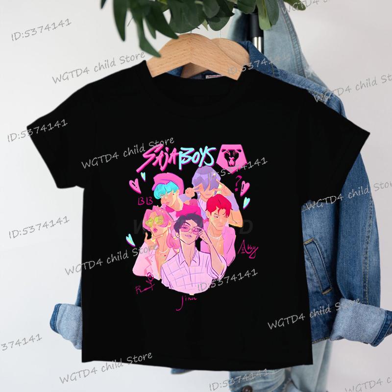 Kpop Demon Hunters Cartoon Tee Shirt Harajuku Cool Kids T-shirts Cotton Summer Tops Saja Boys Outfits Gift Baby Girl Boy Clothes