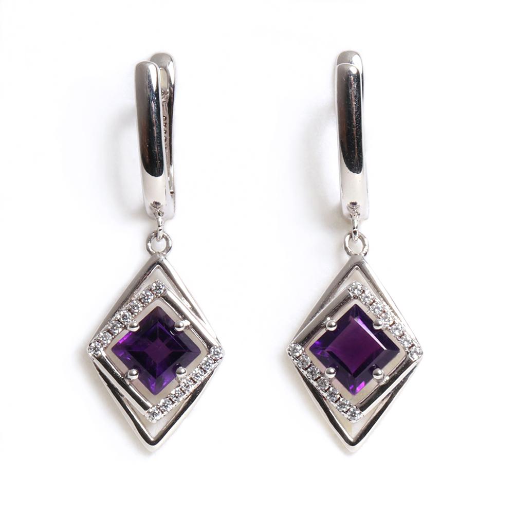 

Роскошный дизайн, натуральный африканский аметист, камень февраля, серьги из серебра 925 пробы, изысканные ювелирные украшения для женских банкетов и подарков на день рождения M фиолетовый