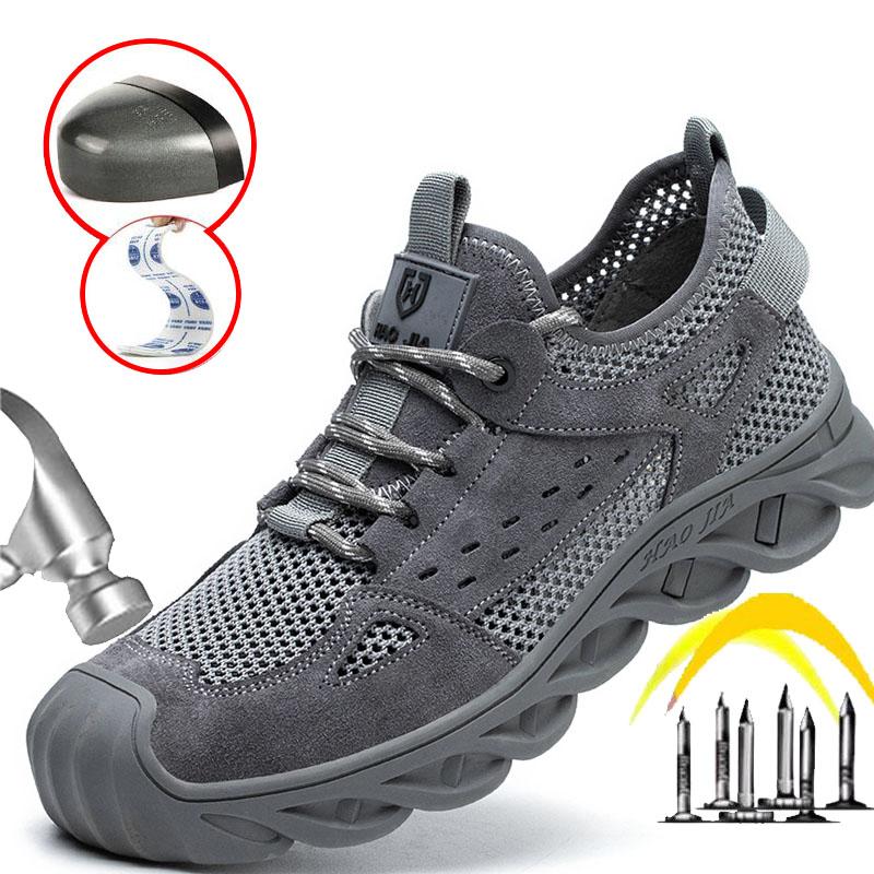 Oulylan Man Sneakers Summer Safety Shoes Breathable Labor Protection Shoes For Men Anti Impact Anti Puncture Working Shoes