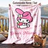Custom Text Flannel Throw Blanket, Lightweight Cozy Bed Sofa BlanketMy Melody
