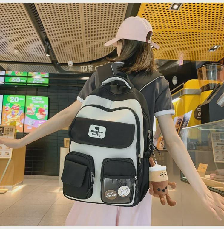 Stylish Large-Capacity Korean School Backpack for Girls with Durable Wide Shoulder Straps