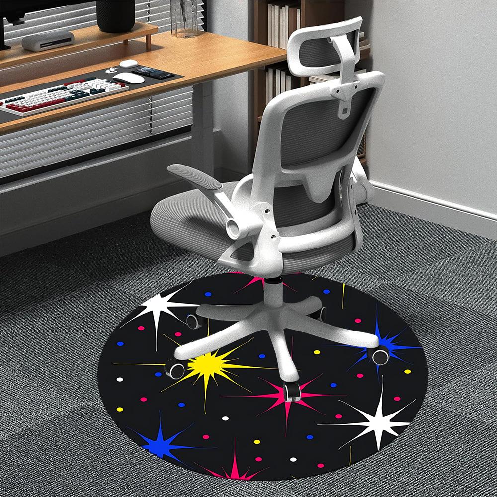 1pc Cosmic Stars Chair Carpet for Office, Round Non Slip Durable Large Size Office Carpet, Suitable for Office