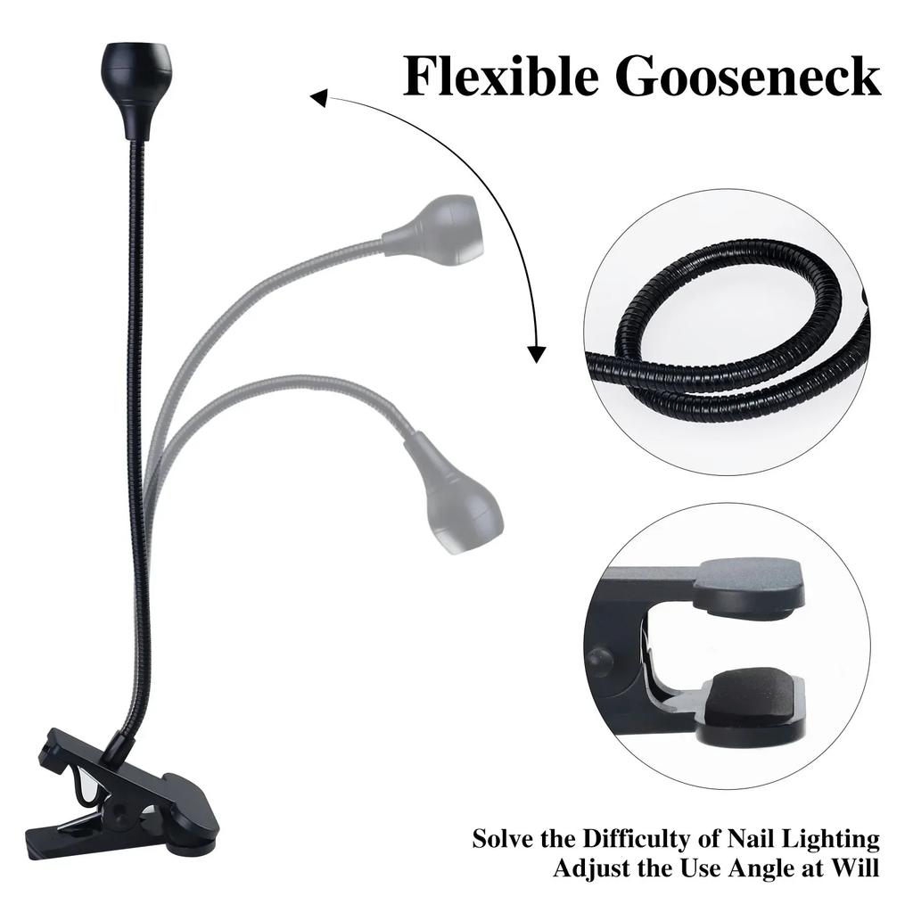 Portable LED UV Curing Light for Drying Nail Polish Gel Clip-On Flexible Desk Mini USB Nail Lamp Dryer Home User Salon Tools