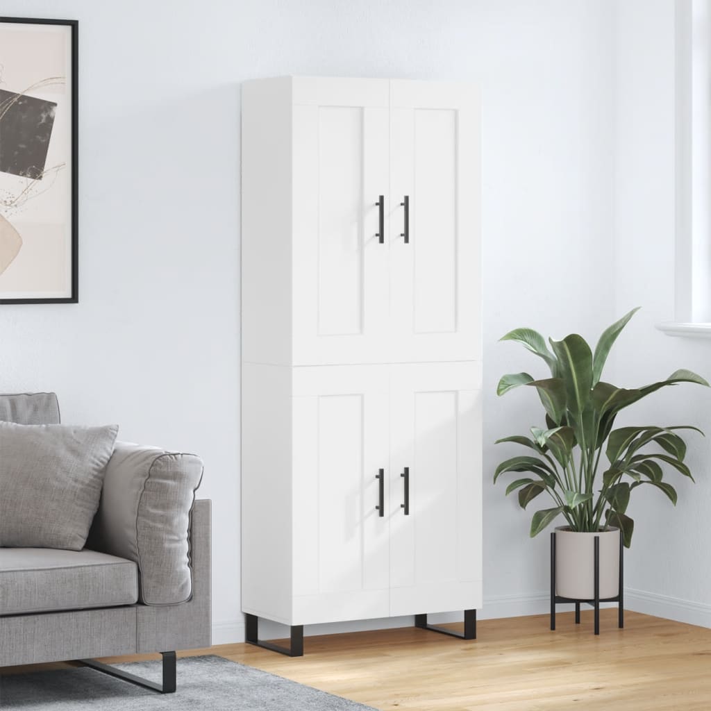 Highboard White 69.5x34x180 cm Particleboard