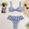 Ruffle Bikini Sexy Swimsuit Female Thong Bikini Set Bow Women Swimwear Swimming Suits Bathing Suit Blue Biquini Beachwear Summer EMA
