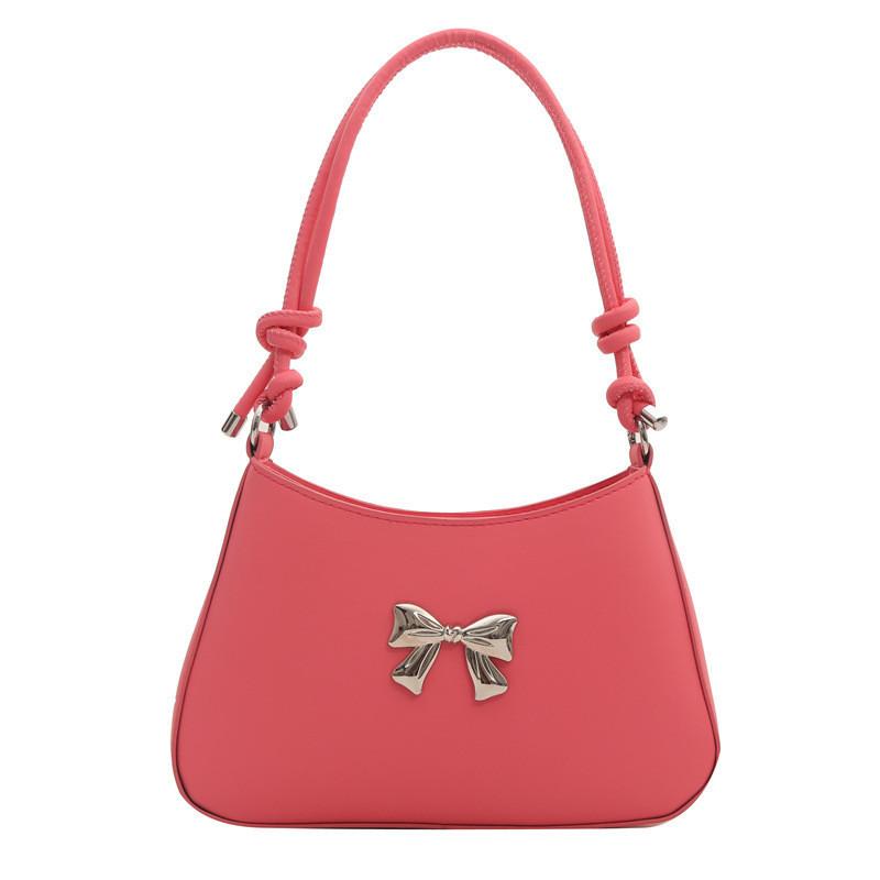 Chic Pu Material Women s Butterfly Bow Handbag Street Style Shoulder Bag розовый