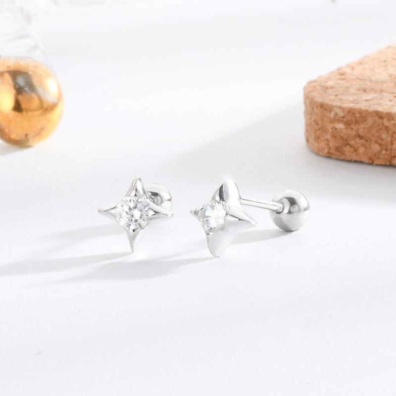 Ear Bone Nails Simple Star Twist Screws Women'S Ear Holes Earrings Flash Drill Ear Jewelry